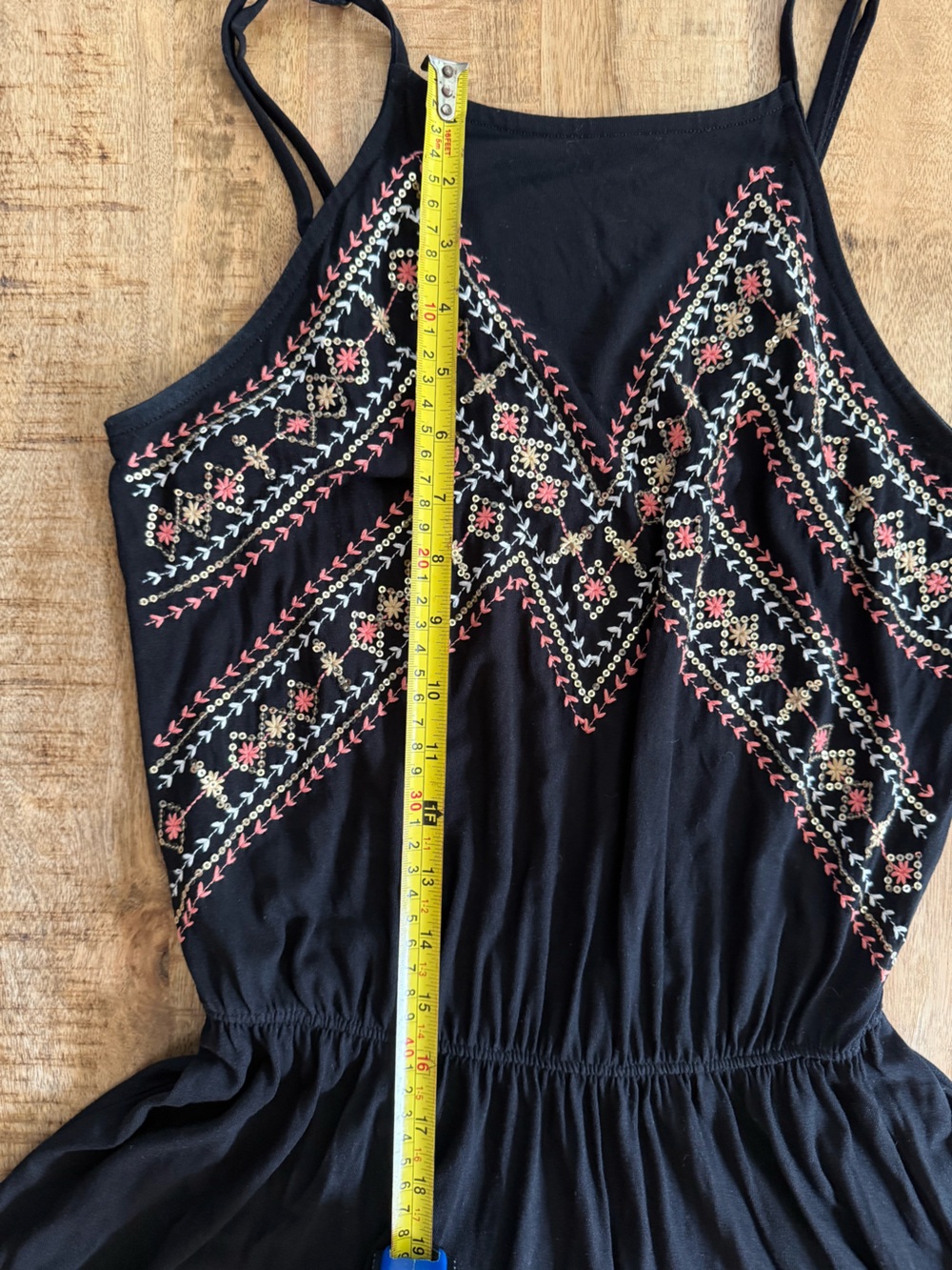 Forever 21 Black Embroidered Fit & Flare Dress Boho Sleeveless Size Small - Picture 9 of 11